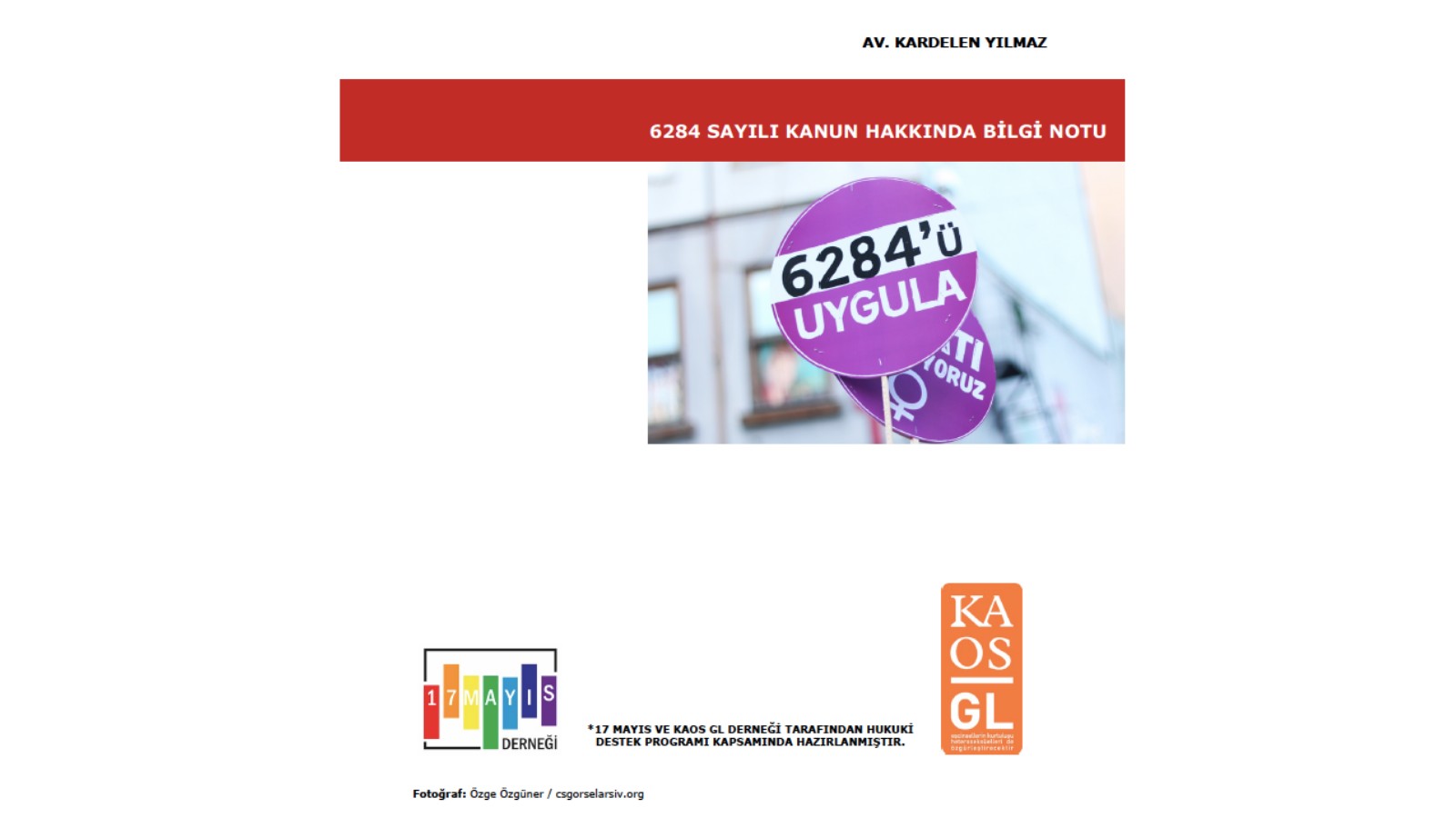 6284 Sayılı Kanun Hakkında Bilgi Notu - 17 Mayıs
