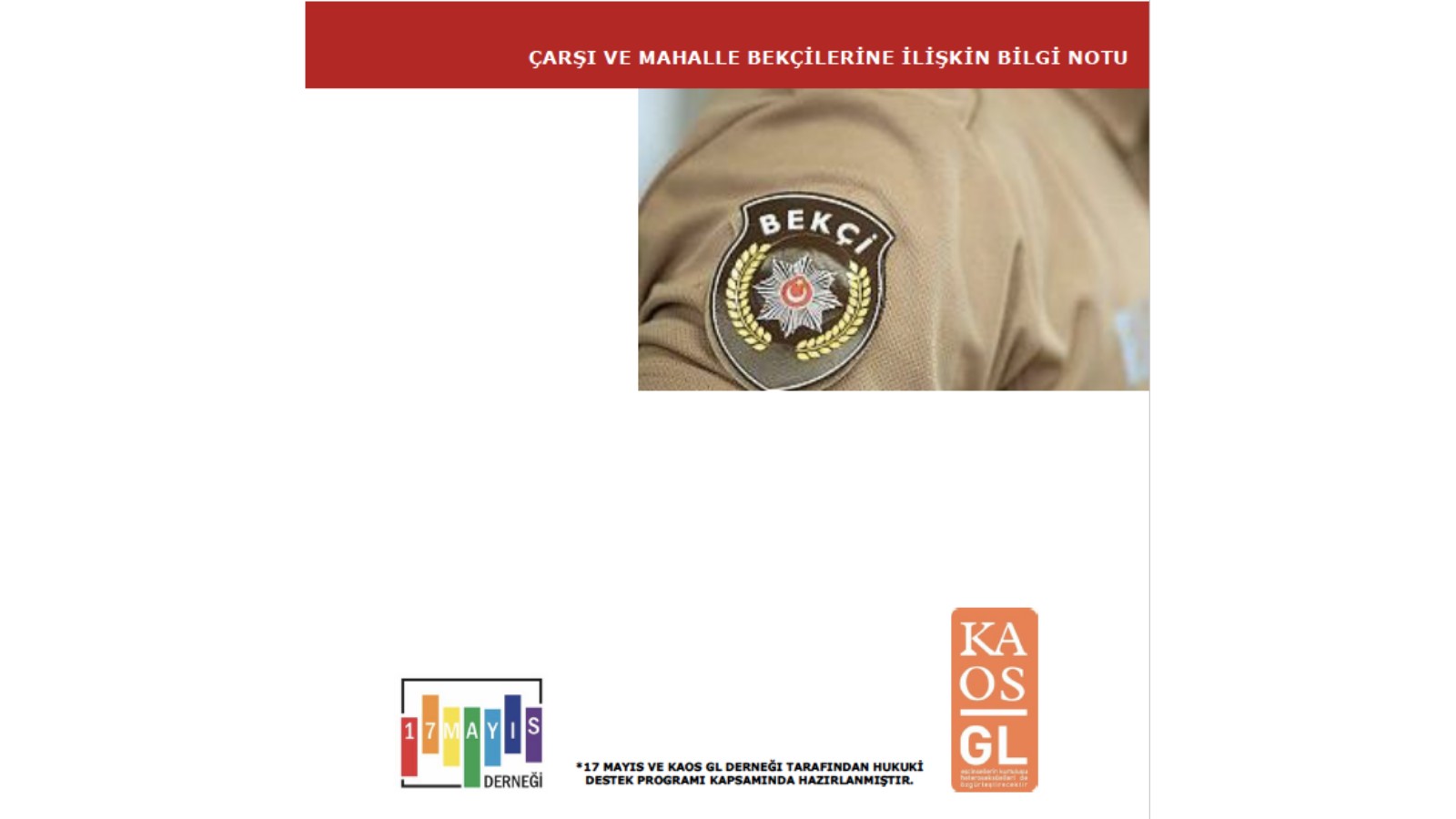 Çarşı ve Mahalle Bekçilerine İlişkin Bilgi Notu - 17 Mayıs