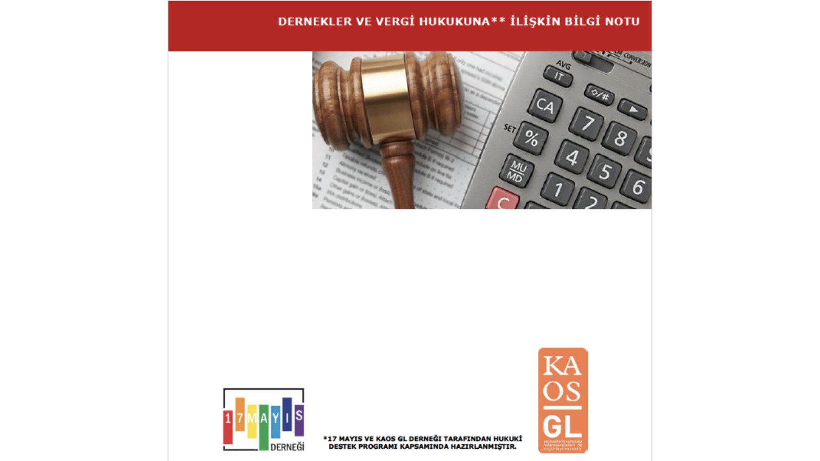 Dernekler ve Vergi Hukukuna İlişkin Bilgi Notu - 17 Mayıs