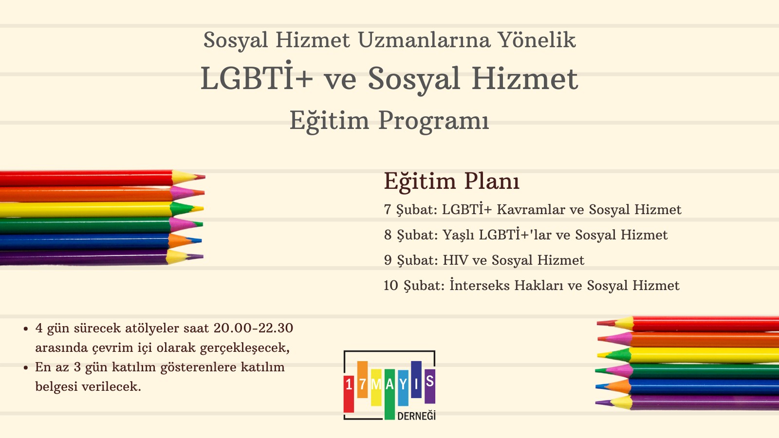 LGBTİ+ ve Sosyal Hizmet Eğitim Programı'na Kayıtlar Başladı! - 17 Mayıs