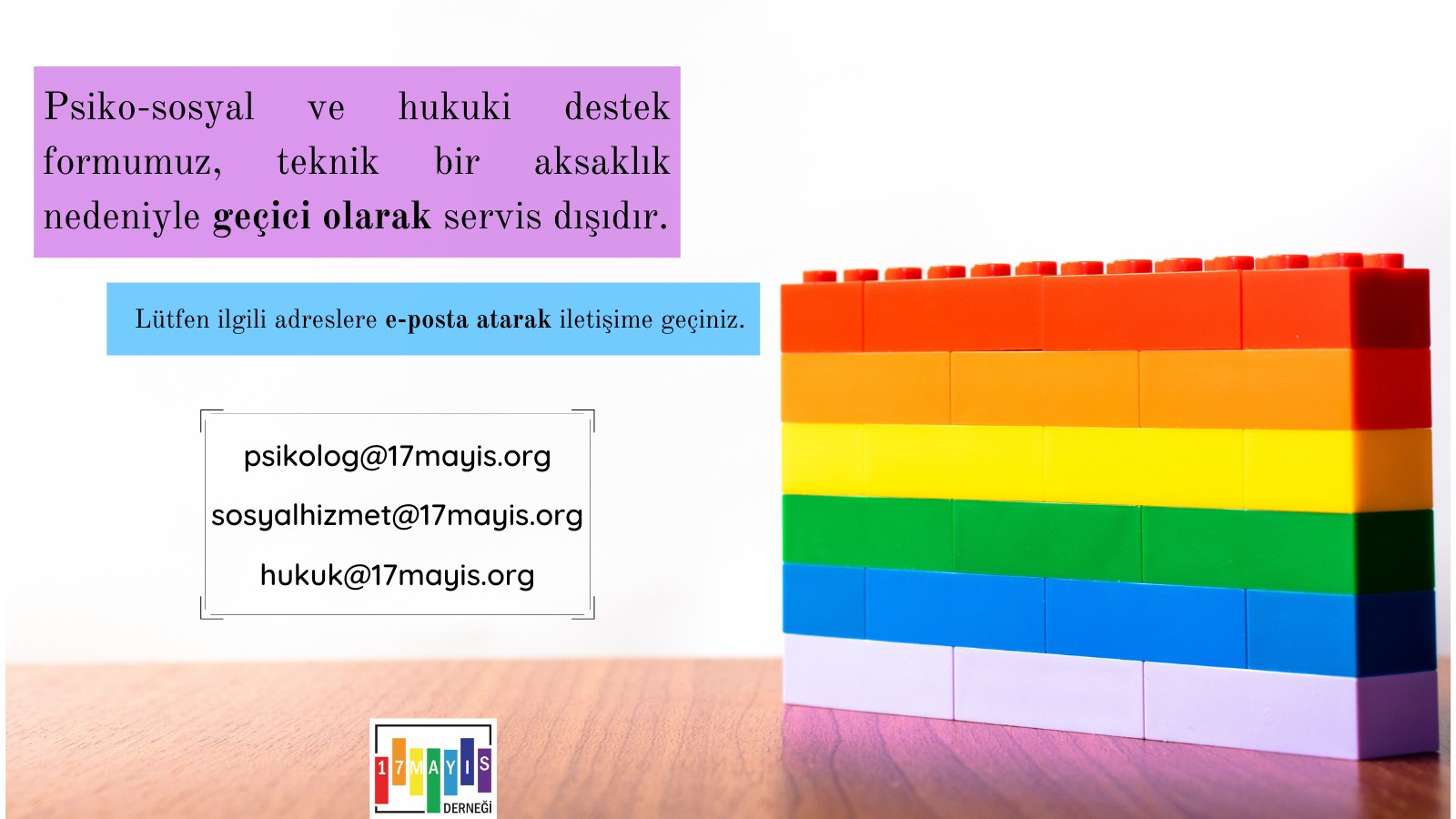 Psiko-Sosyal ve Hukuki Destek Başvuru Formu Bilgilendirmesi - 17 Mayıs